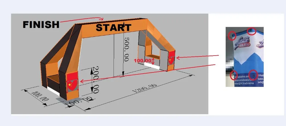 12 х 5 х 4 м надувные арки гонка Арка Billboard событие вход порт события ПВХ брезент отделка начать airgate линии