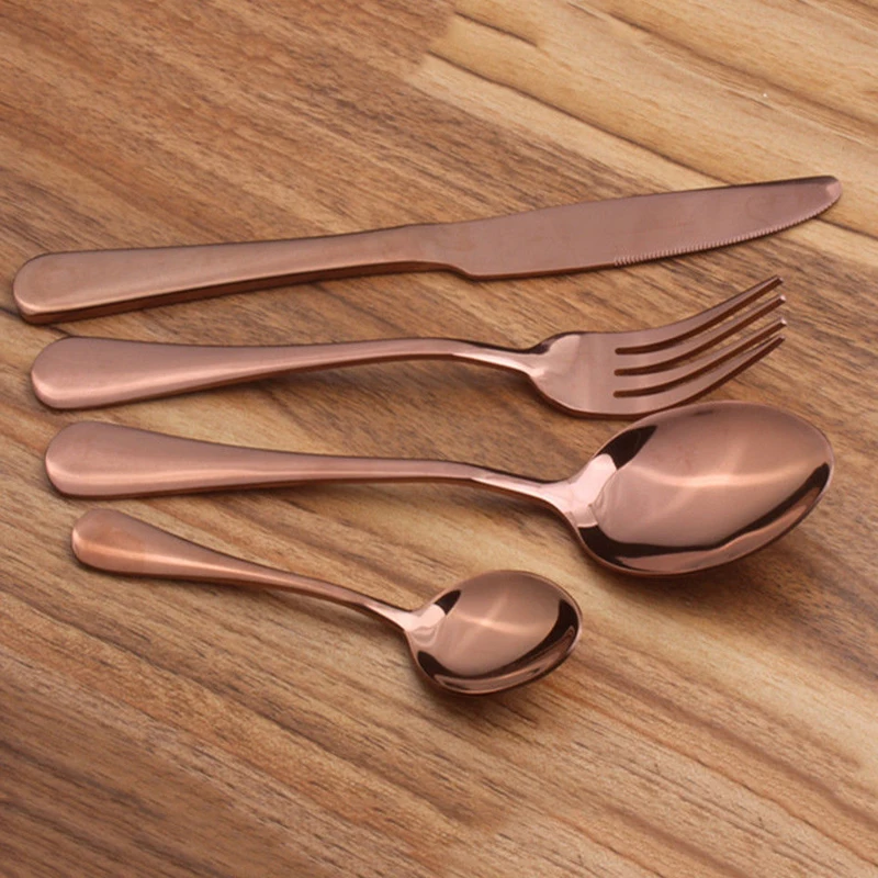 4Pcs/Set New Luxury Multicolor Rainbow Dinner Set Wedding Travel Cutlery Stainless Steel Dinner Knife Fork Scoops Silverware Set