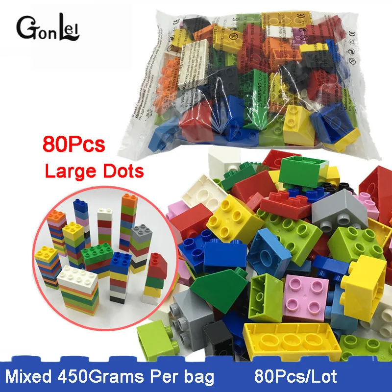 

450g/Bag Basic Bricks Mixed Dots Bulk Assemble Large Particles Building Blocks Supplement DIY Parts Gifts Toys Fit for Duploe