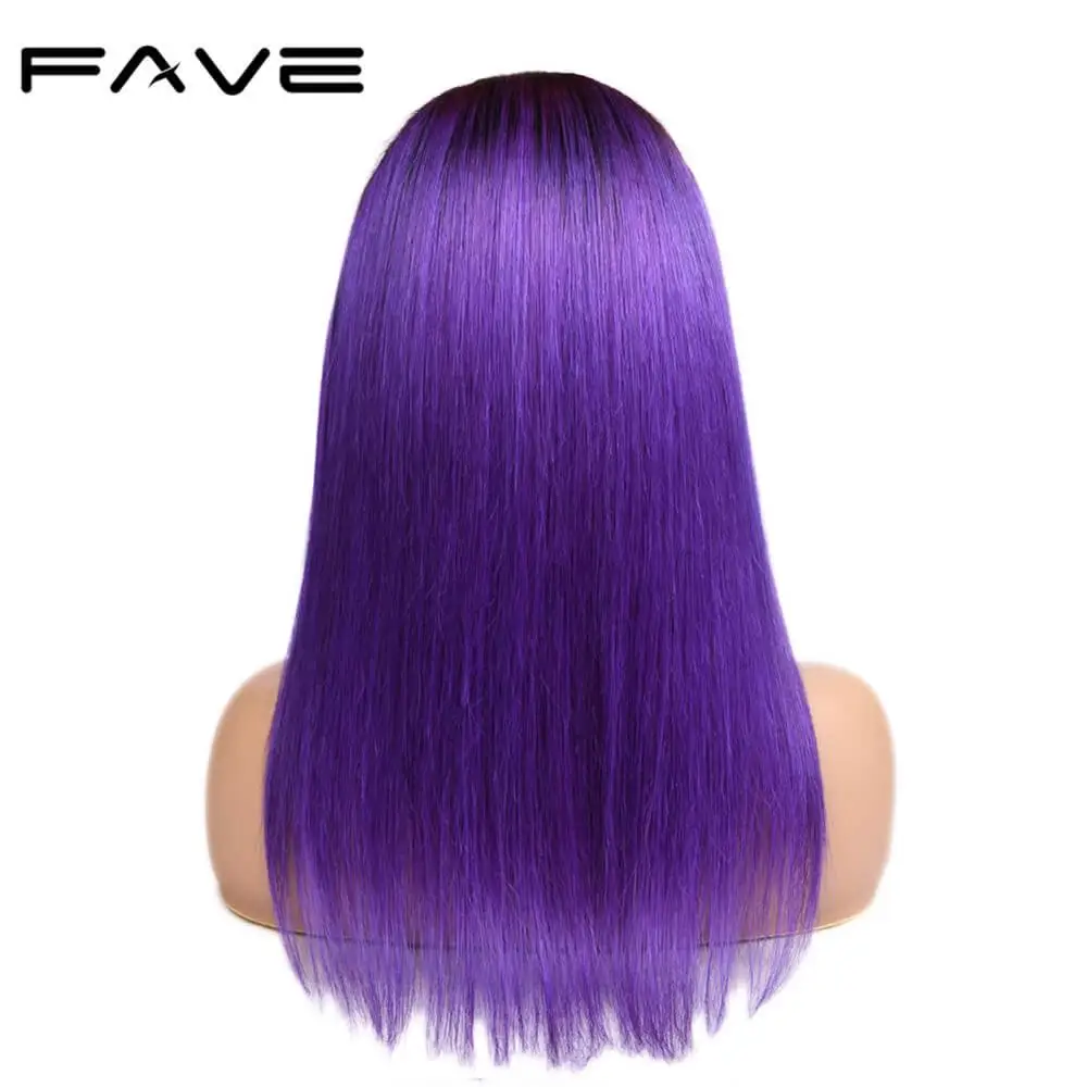 FAVE волосы 13*4 фронтальные прямые волосы Омбре парики с детскими волосами предварительно сорванные натуральные волосы Remy человеческие волосы парики 1B/фиолетовый - Цвет волос: 1B Purple