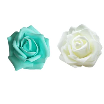 

100Pcs Foam Rose Heads Artificial Flower Bridal Bouquet Decor for Wedding Party Festival Ornament - Sapphire+Cream