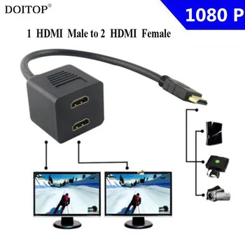 DOITOP Full HD 1080P 1 to 2 HDMI Male to HDMI Female HDMI Splitter Converter Cable Adapter Audio Vedio Cable for TV PC PS3