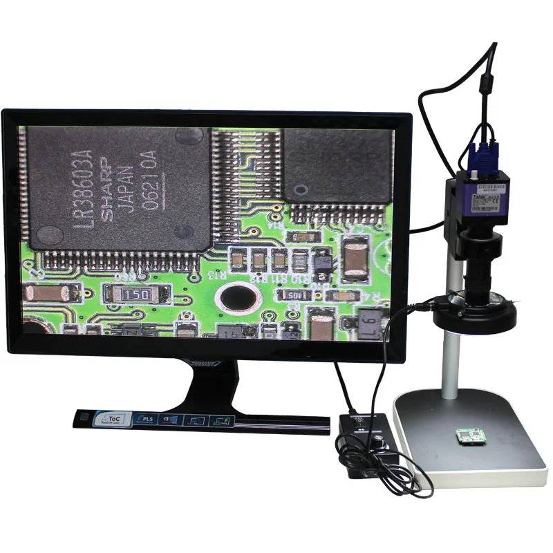 

HD VGA Industrial Microscope camera speed 60 to suppress anti-reflective glare no smear +8X-130X C-mount Lens+adjustable stand