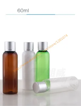 

60ml pretty colors PET bottle with matte silver lid + reducer,essential oil/liquid/moisturizer/facial water container