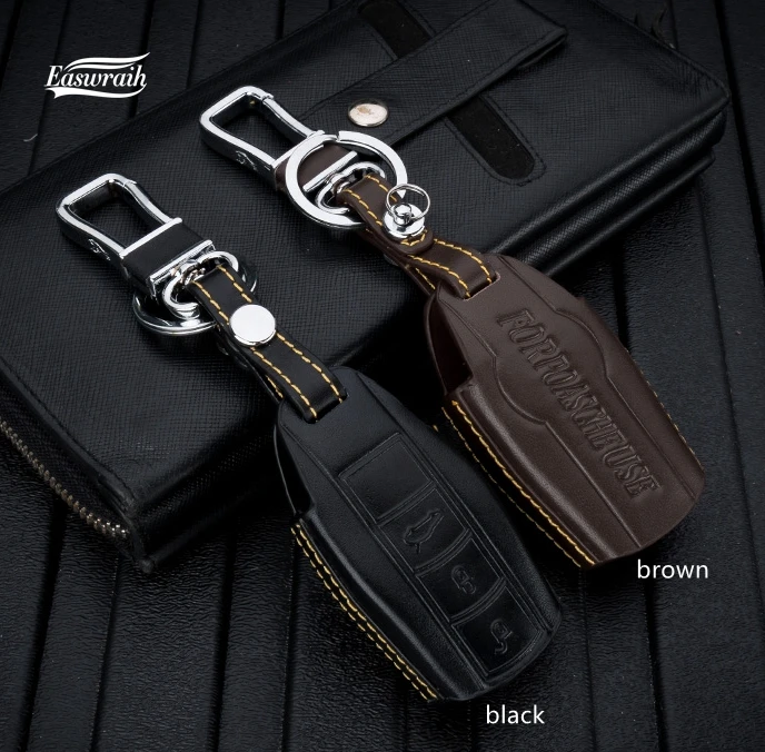 2017 Gift Leather Car 4D Key Cover Holder Case Ring For Porsche Cayenne