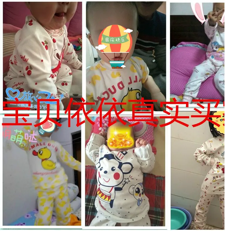 Детские пижамы; детское нижнее белье; хлопковая одежда для сна для мальчиков и девочек; Пижама с круглым вырезом и пряжкой на плечах; детская одежда для сна