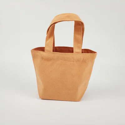 Новая однотонная Холщовая Сумка-тоут ярких цветов для детей, сумка для ланча, модная детская маленькая сумка для ланчбокса marmita infantis, Китай, mujer - Цвет: Оранжевый