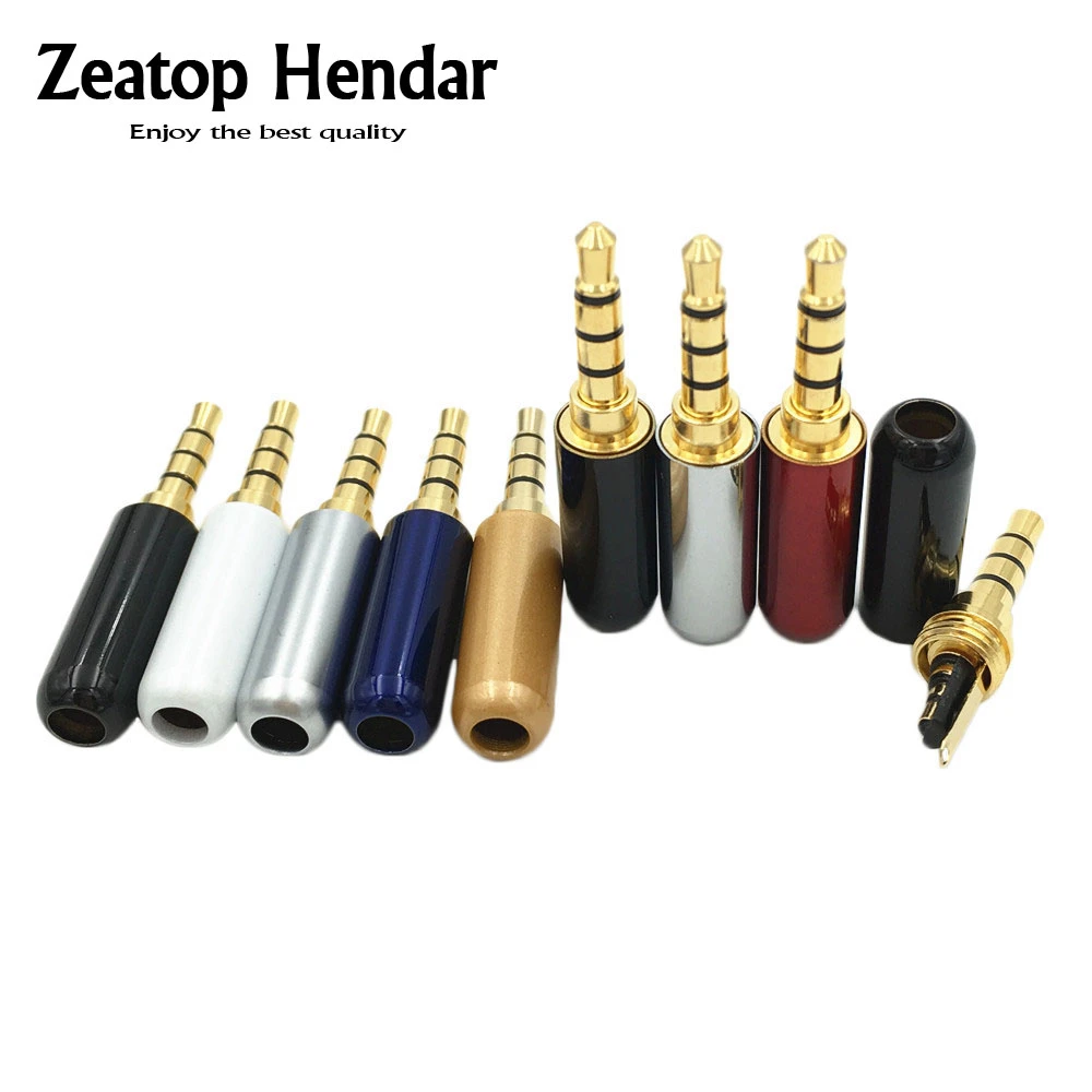 Conector de Audio de cobre 3,5 para auriculares, adaptador chapado en 3 y polos, 3,5mm, 4 unidades|headset mp3|headset bluetooth adapterheadset jack adapter - AliExpress