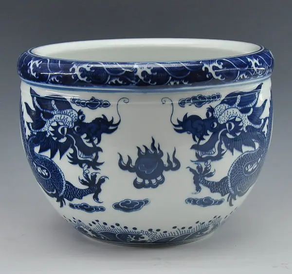 Large Antique Chinese Qing Blue /& White W//Famille Rose Porcelain *Flower* Bowl