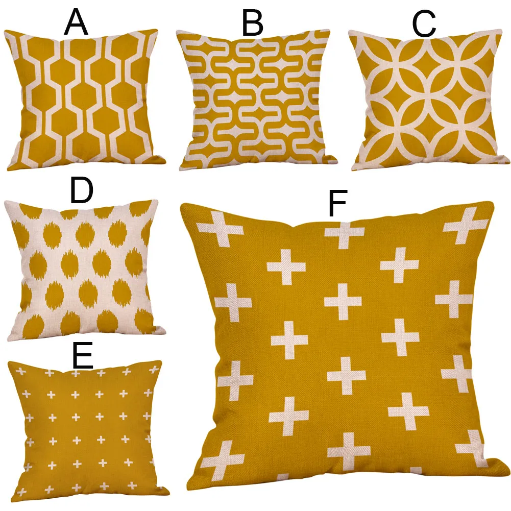 

Mustard Pillow Case Yellow Geometric Fall Autumn Cushion Decorative Modern Simple Home Textile Living