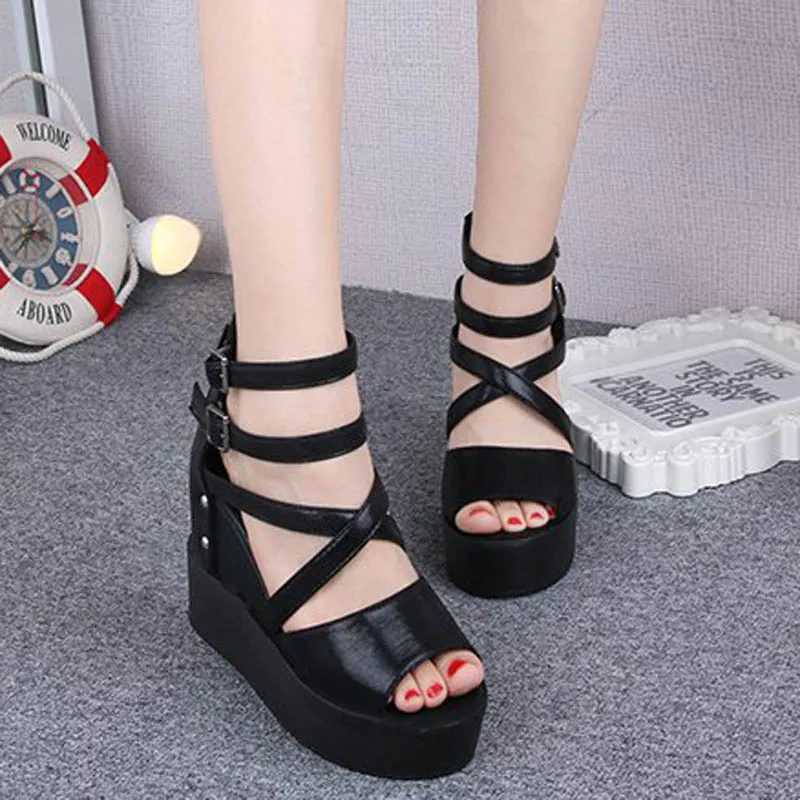 

HEE GRAND New Summer Gladiator Fashion Solid Women Platform Sandals with Zipper Height Increasing Sandals Mujer Shoes XWZ5496