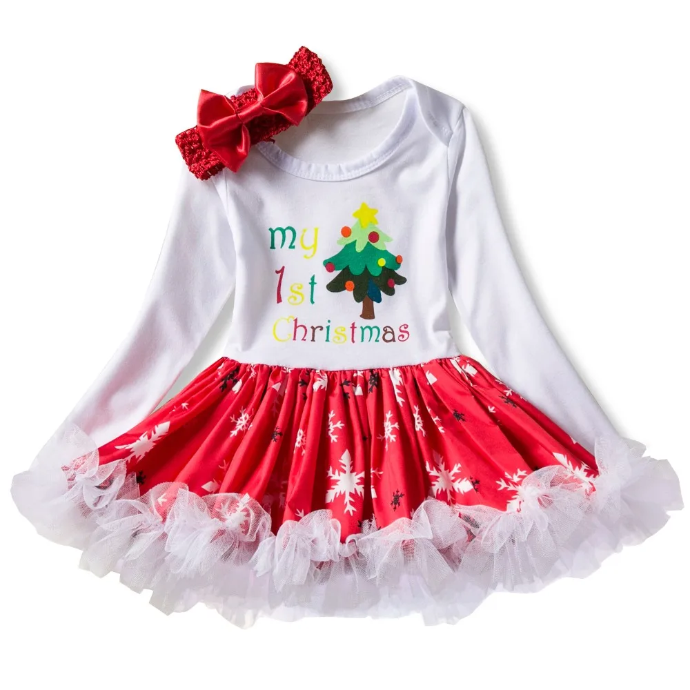 Красное детское Новогоднее праздничное платье для девочек рождественское с