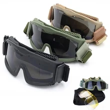 Армейские армейские тактические военные очки, противотуманные пуленепробиваемые очки для страйкбола, Пейнтбольная игра, 3 линзы, спортивные очки для стрельбы