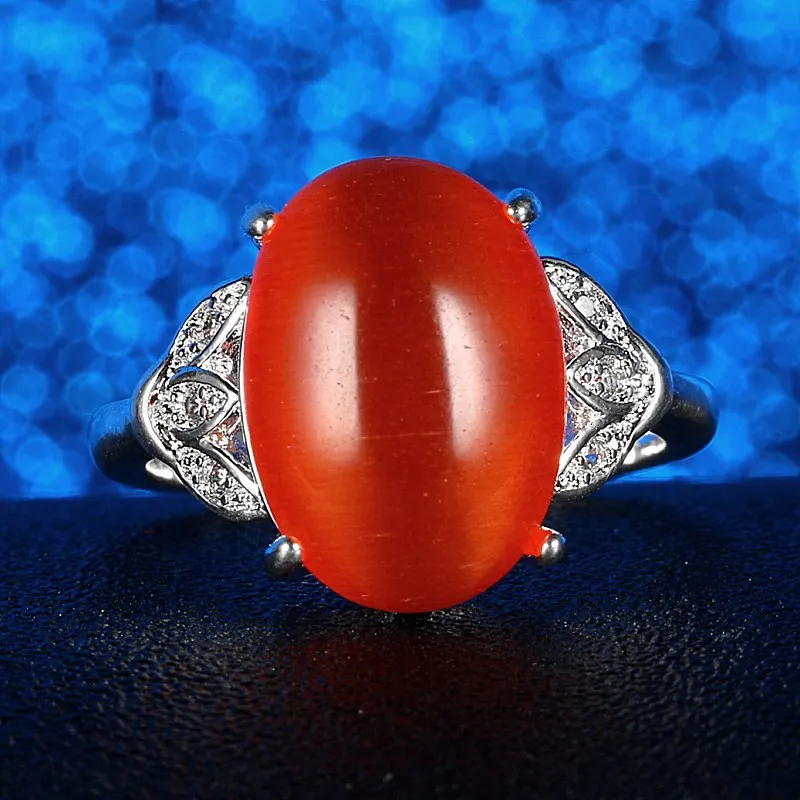 CHENGEN Charming personality clover red opal lady ring Exquisite women's ornaments Wedding party present | Украшения и