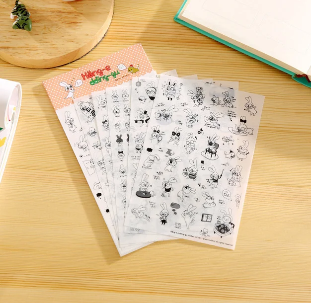 

6pcs/lot Creative black white Cat PVC Sticker for DIY Scrapbooking Diary Phone Sticker Products Design Paster Kawaii Stationary