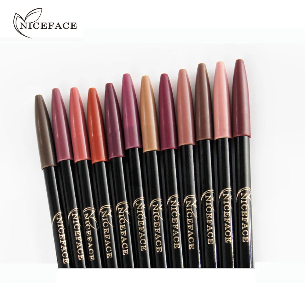 Водостойкая Подводка для губ Niceface Pro 12 шт./компл. стойкая Косметика бровей и глаз