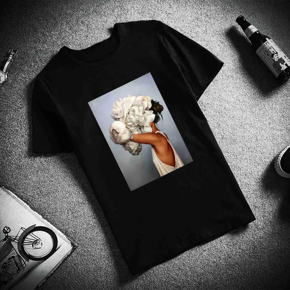 New-Cotton-Harajuku-Aesthetics-Tshirt-Sexy-Flowers-Feather-Print-Short-Sleeve-Tops-Tees-Fashion-Casual-Couple (1)