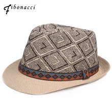 Фибоначчи Новая летняя Клетчатая Мужская Соломенная Шляпа Fedora Мода британский стиль Muts Джаз Мужские Женские шляпы