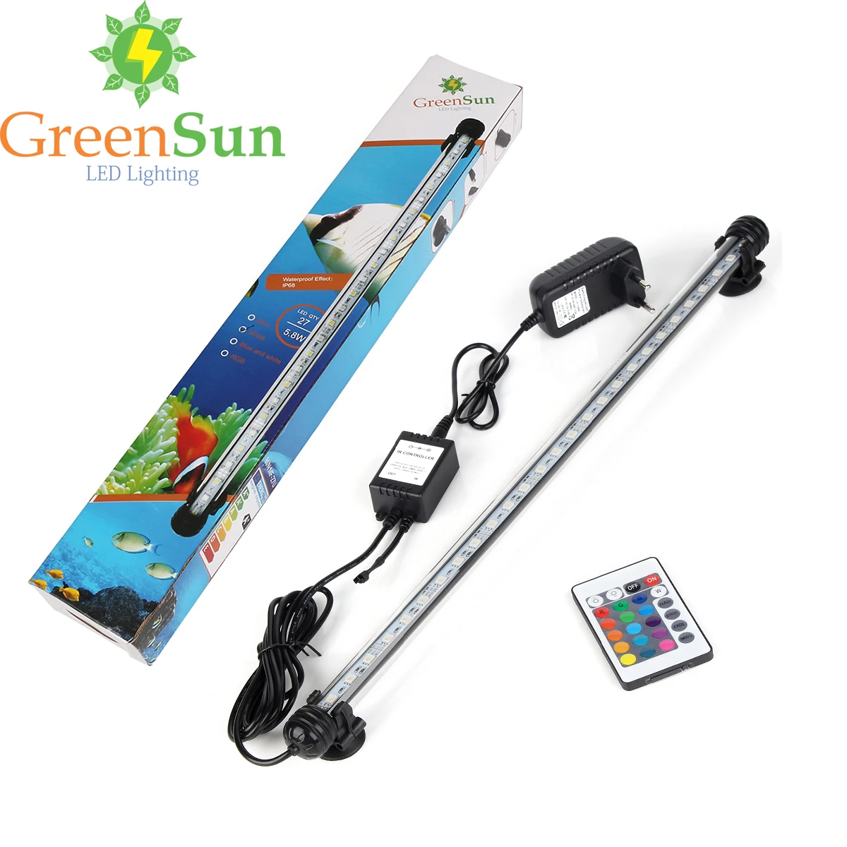 

48CM EU/US/UK/AU Plug RGB Remote Aquarium Light Bar Fish Tank Waterproof 5050 SMD LED Tubes Lamp Submersible