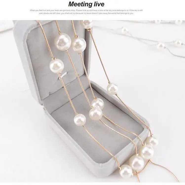 Korean version of the multi-layer fashion double-layer pearl sweater chain long decorative necklace