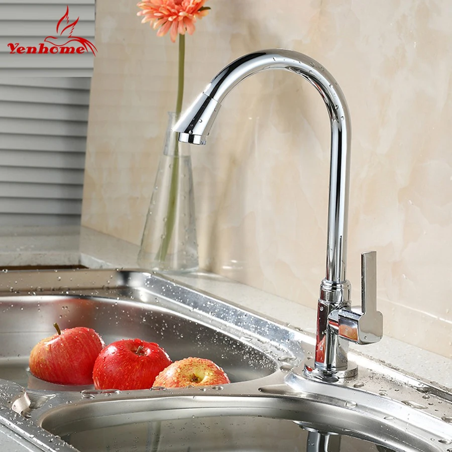 201 New Faucets Single cold water tap Modern Chrome Solid Brass Water Power Kitchen Faucet Swivel