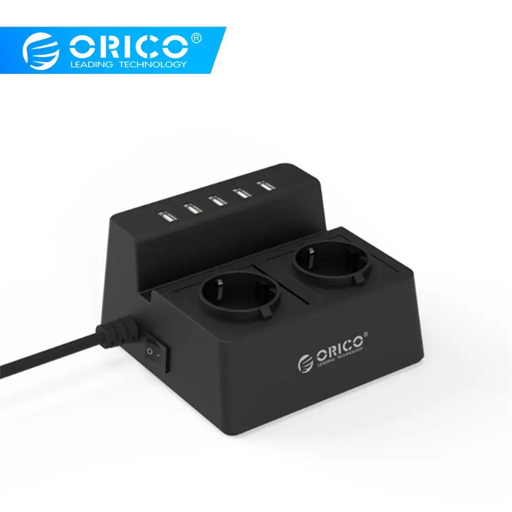 

ORICO USB Smart Power Strip 2 AC Outlet Surge Protector with 5 USB Charger Port Smart extension Socket Charger for Office Home