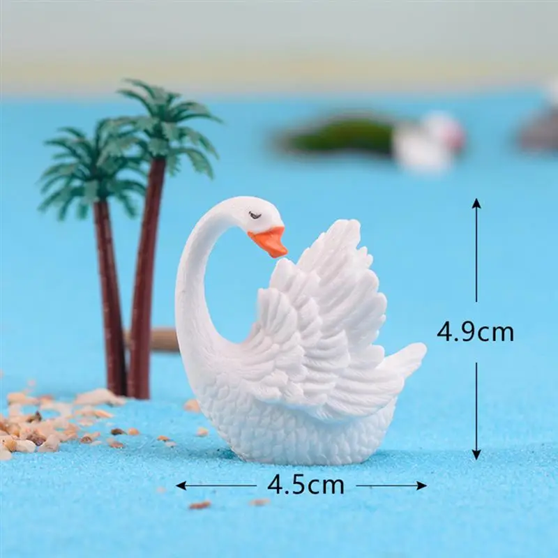 2pc DIY Resin Decorative Mini Beautiful Swan Fairy Garden Decor Dollhouse Accessory Home Decoration Craft Figurines Miniatures