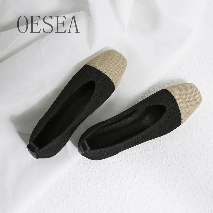 

New shoes 2019 early spring single shoes knitted fabric comfortable and breathable flat bottom wild women's shoes