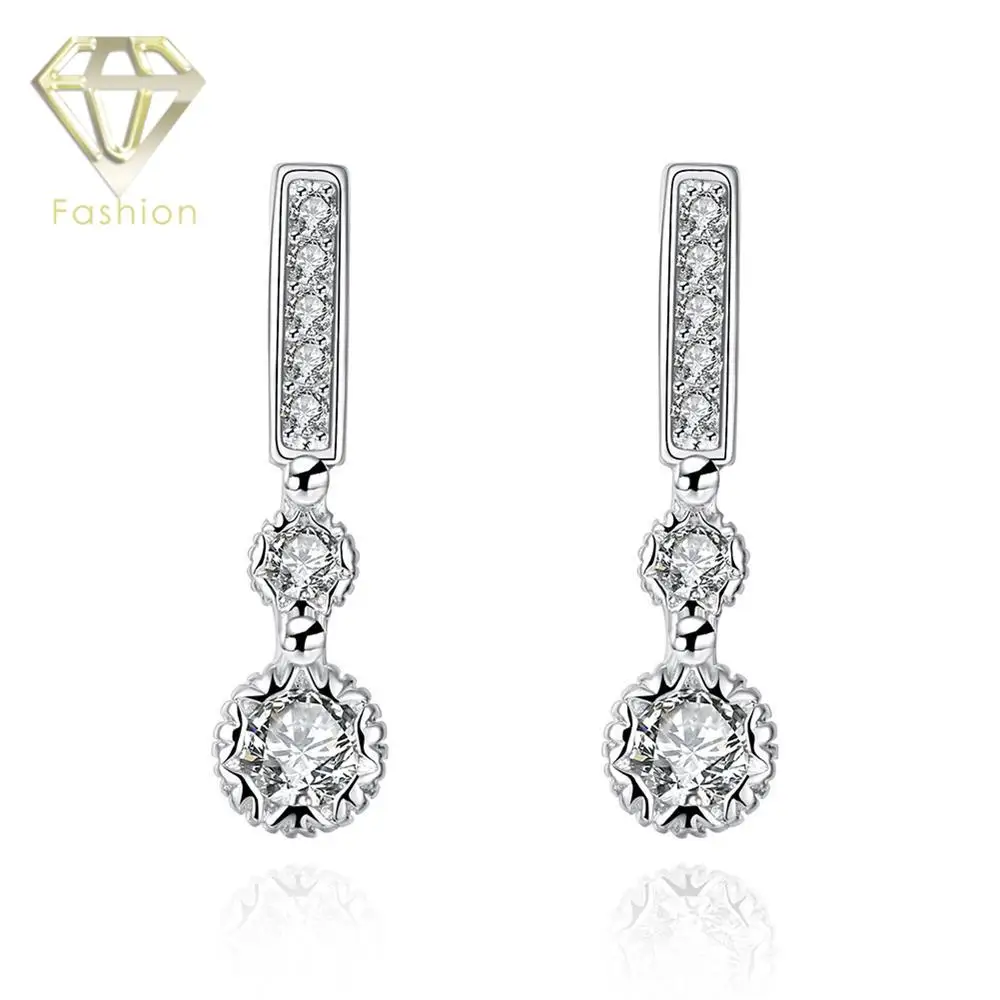 Types of Earrings Hot Sale Silver Plated Pave Zircon Crystal Long