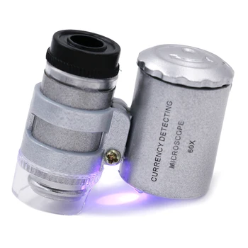 

by dhl/fedex 100pcs/lot Mini Lens 60X Pocket Magnifier Microscope With LED Light Jewelry Loupe Currency Dectector 20%off