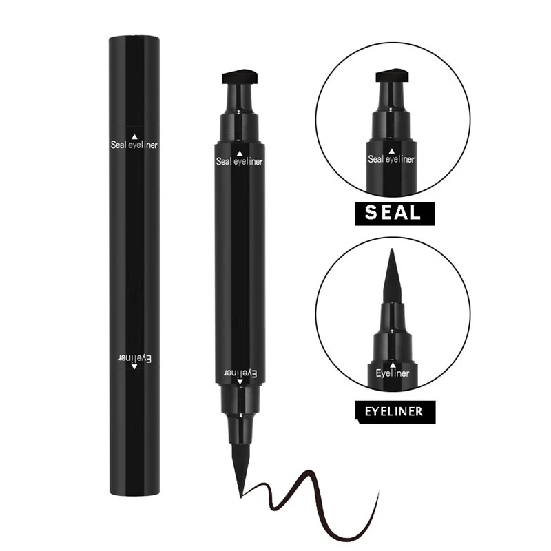 

Professional Double Head Liquid Eyeliner Pencil Quick Dry Waterproof Wing Eye Liner Pen With Stamp Stencil Eye Pen Makeup Tools