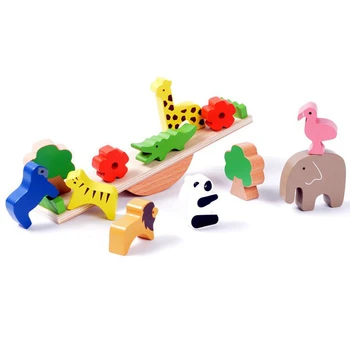 

Baby Toys Cute Forest Animal Seesaw Building Blocks Wooden Balance Wood Toys For Children Creative Assembling Educational Toys