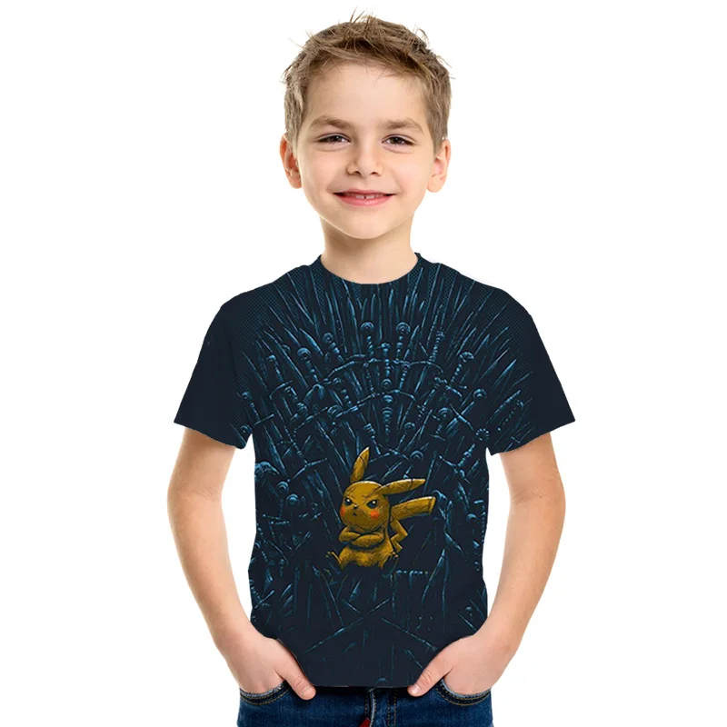Детская футболка с 3D принтом «Покемон детектива Пикачу» модная летняя футболка с короткими рукавами года топы, уличная детская футболка