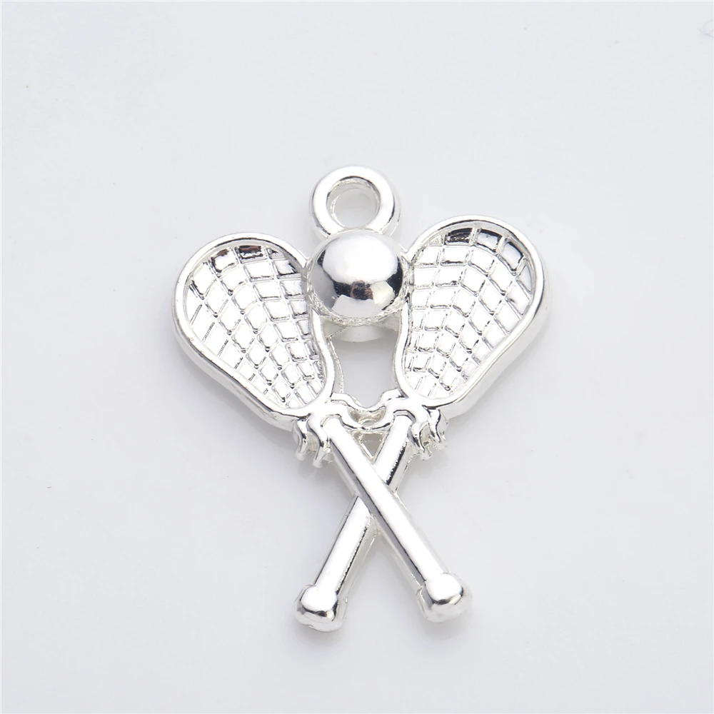

EUEAVAN 15pcs Shinny Silver Color Lacrosse Stick Ball Charm For Sport Series Jewelry Making Handmade Gift DIY