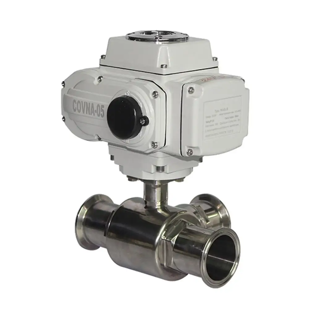 DN80 3 дюймов на/с электрическим приводом шаровой клапан Еда Класс санитарно моторизованный клапан с электроприводом 3 способа гигиенические шаровой клапан