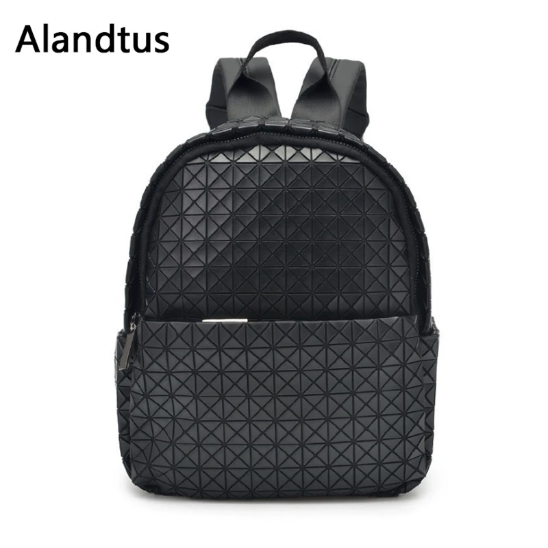 

Alandtus Leather Women School Backpack High Quality Casual Travel Backpacks For Teenager Girls Fashion Geometric Lady Bagpack