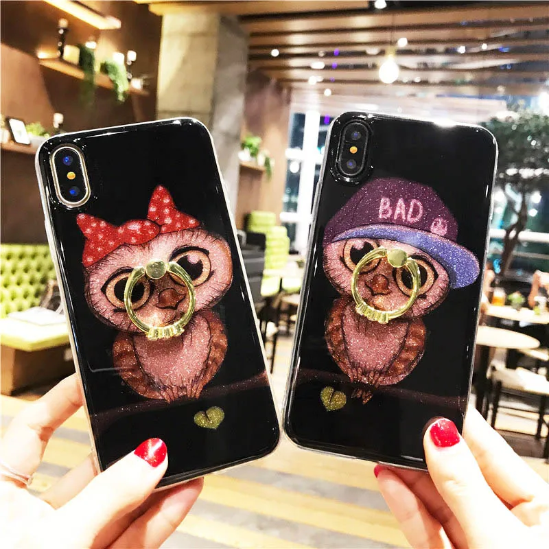 

Glitter Black Cartoon Owl Case for Huawei Nova 3i 3 3E Nova 2S 2 Plus 2i Bling Diamond TPU Back Cover Coque Mobile Phone Cases