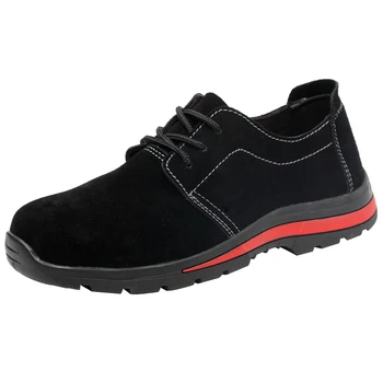 

new fashion mens breathable steel toe caps working safety shoes non-slip cow suede leather tooling security low boots protection
