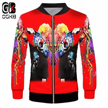 

OGKB Colorful Pirate Clown Jacket Men's Funny Print Joker 3d Baseball Jackets Bomber Streetwear Coat Man Clothing Casual 2018