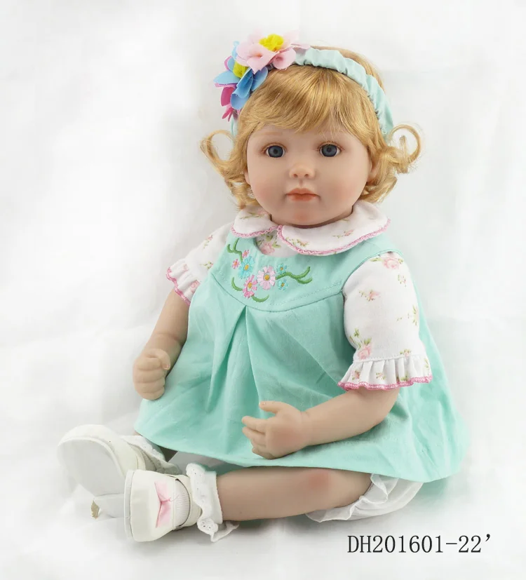 55cm reborn babies dolls Silicone Vinyl Toddler Princess girl blond hair Doll Toys Child Kids Birthday Gifts brinquedos bonecas