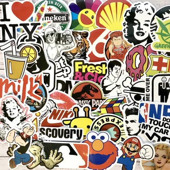 

60Pcs Pvc Waterproof Cartoon Sticker For Luggage Skateboard Phone Laptop Moto Bicycle Wall Guitar Stickers DIY Graffiti decals