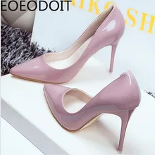 10CM 7CM 4CM High Heel Pumps Shoes Women Pointed Toe Sexy Leather Party Shoes Lady Shallow