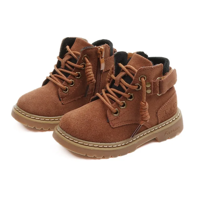 

Children Motorcycle Boots New Winter Kids Martin Boot Vintage Warm Shoes for Boys and Girls Soft Toddler Baby Shoes 1 to 3 years