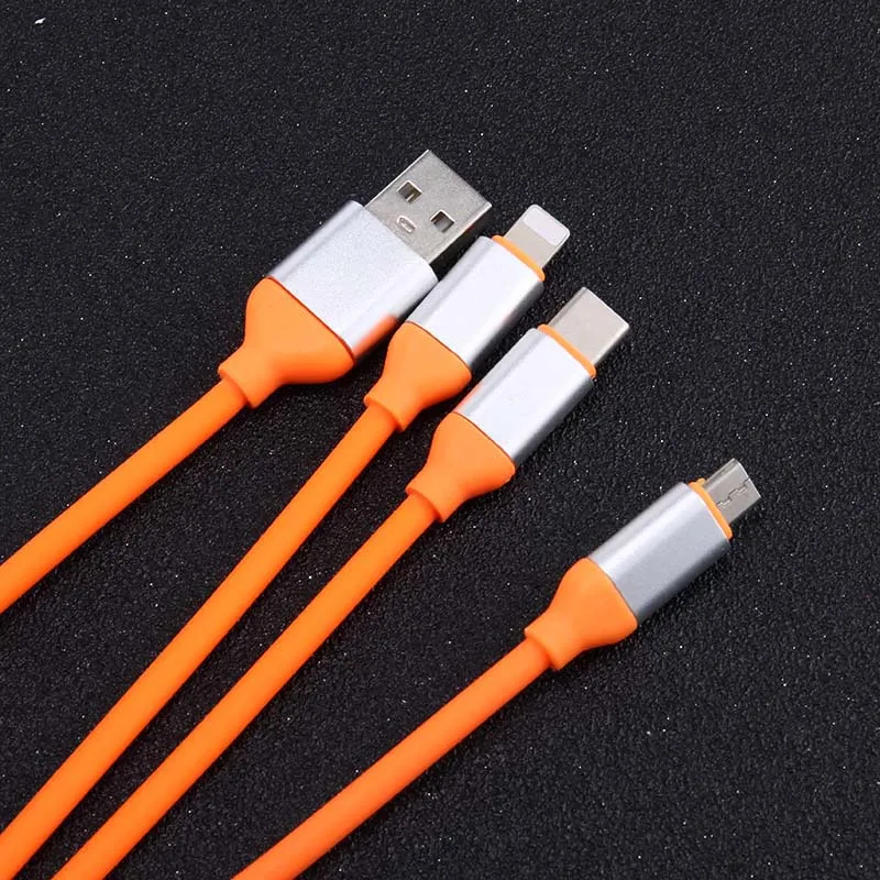 

3 In 1 1.2m USB Cable Micro USB Type-C for Lightning Charging Cables for iPhone Samsung Xiaomi dropshipping