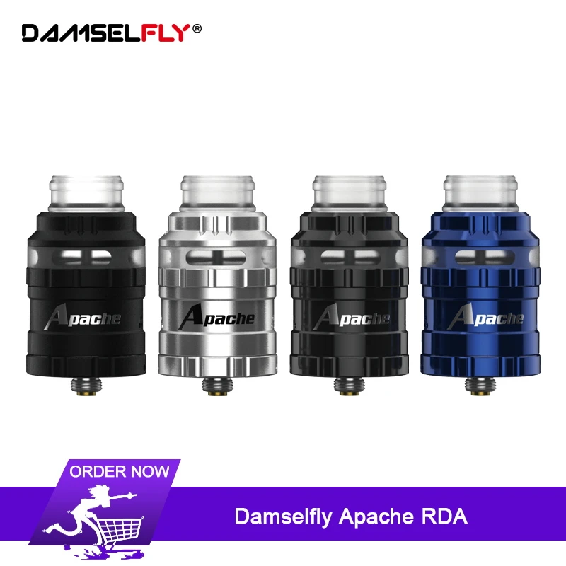 

Original Damselfly Apache RDA 26mm Fan System Vape Tank Vaporizer Rebuild Drip BF Squonk RDA Atomizer Vape 510 Thread