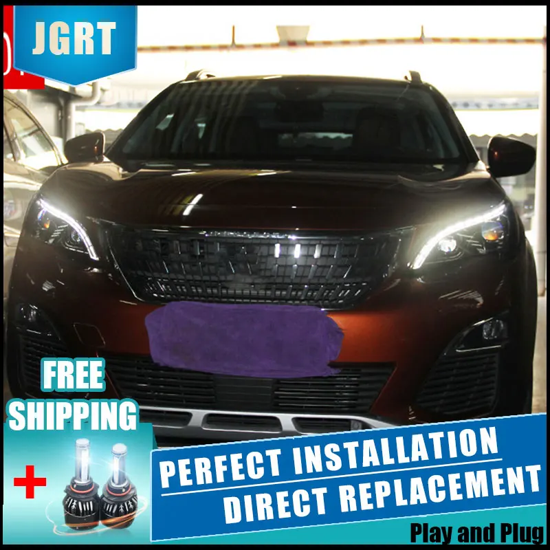  2PCS LED Headlights For Peugeot 3008 2017 Car Led Lights Double Xenon Lens Car Accessories Daytime  - 32890355781