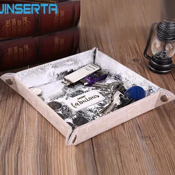 

JINSERTA Dice PU Leather Folding Tray Collapsible Valet Trinket Phone Key Wallet Coin Jewelry Cosmetic Storage Box