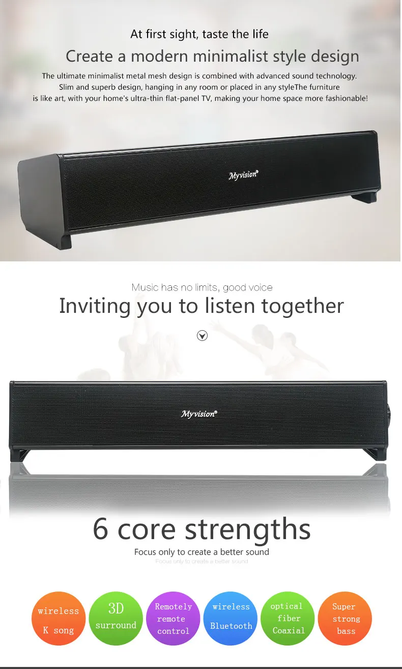 20 Вт Soundbar звуковые бар Главная Театр звук Динамик с Беспроводной Bluetooth и проводной подключения Touch и удаленного Управление для ТВ PC