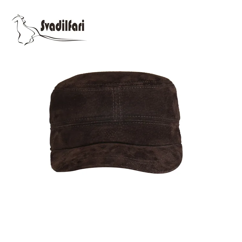 Новая модная шапка из натуральной кожи военная шапка теплая зимняя шапка для мужчин Высокое качество регулируемый размер черный - Цвет: Coffee