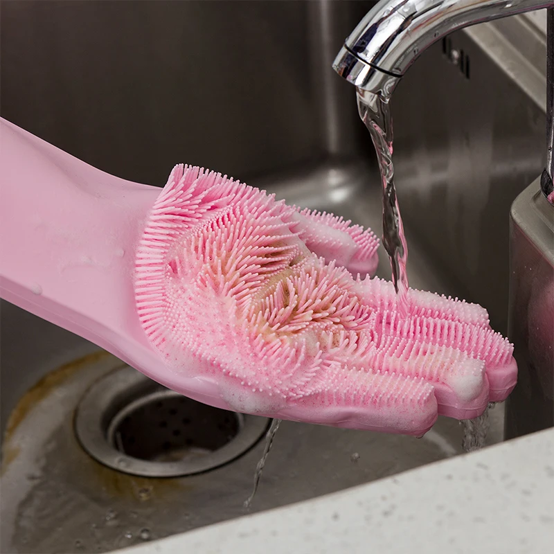 1 пара, волшебный, резиновый, силиконовые перчатки для мытья посуды, кухонные перчатки для чистки, бытовые силиконовые резиновые перчатки для мытья посуды